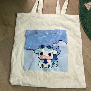 Blueberry cow tote bag